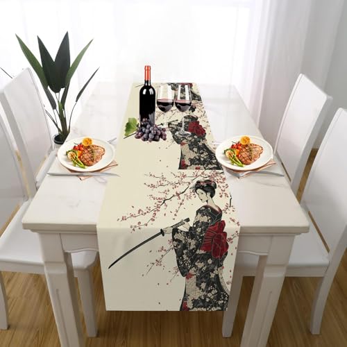 Samurai Kirschblüten Tischläufer Einschulung Deko, Japanische Stil Tischdeko Waschbar Küche Tisch Dekoration Geburtstag Hochzeitsdeko 30x120cm Samurai Kirschblüten Tischläufer Einschulung Deko, Japanische Stil Tischdeko Waschbar Küche Tisch Dekoration Geburtstag Hochzeitsdeko 30x120cm von Gaqinhh