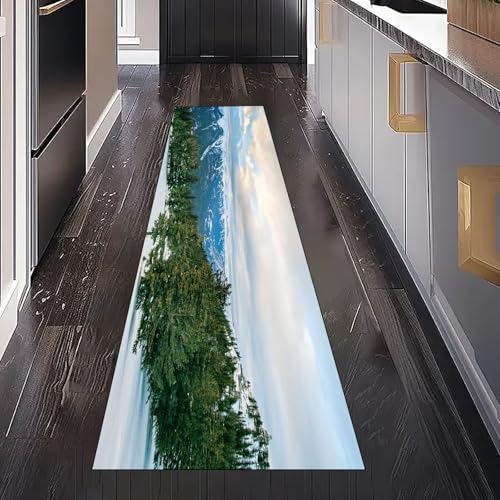 Schneeberg Natur Landschaft Teppichläufer Küchenteppich Waschbar rutschfest, Gebirge Dschungel Baum Teppich Läufer Flur für Bettumrandung Schlafzimmer Eingangsbereich Wohnzimmer 80x250 cm Schneeberg Natur Landschaft Teppichläufer Küchenteppich Waschbar rutschfest, Gebirge Dschungel Baum Teppich Läufer Flur für Bettumrandung Schlafzimmer Eingangsbereich Wohnzimmer 80x250 cm von Gaqinhh