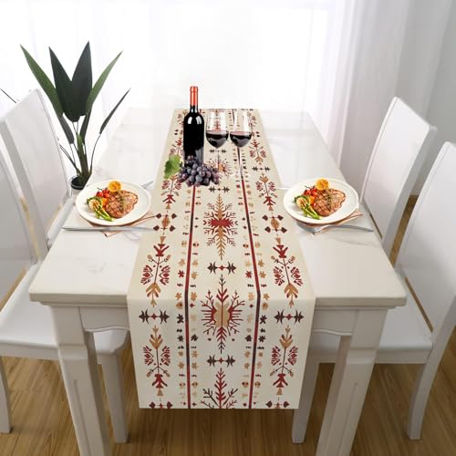 Skandinavisch Traditionell Tischläufer Einschulung Deko, Ethnischer Stil Pflanze Rustikal Zweige Tischläufer Waschbar für Sommerdeko Couchtisch Esstisch Partydeko Dekoration für Zuhause 40 x 140 cm von Gaqinhh