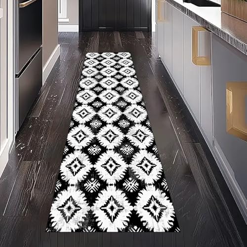 Vintage Azteken Stamm Teppich Läufer für Küchenteppich Schlafzimmer Wohnzimmer, Südwesten Ethnische Geometrie Teppichläufer Waschbar Rutschfest für Flur Eingangsbereich Bettumrandung 80x200 cm von Gaqinhh