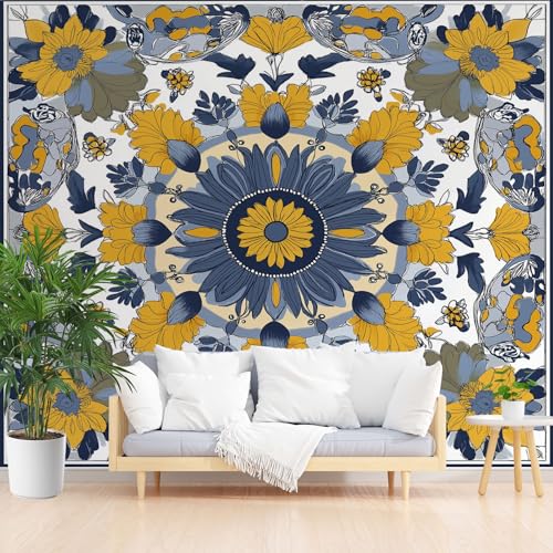 Vintage Bohemian 3D Fototapete, Tradition Mandala Tapeten Vliestapete, Abstrakt Blumen Wandtapete Schlafzimmer Kinderzimmer Wohnzimmer Tapete Abwaschbar Wasserfest 150 x 105 cm (B x H) von Gaqinhh