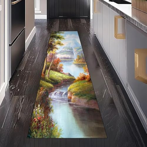 Wald Wasserfall Landschaft Teppich Läufer Küchenteppich Waschbar rutschfest 60x300 cm, Natur Fluss Gebirge Dschungel Teppichläufer für Küche Flur Eingangsbereich Bettumrandung Schlafzimmer Wohnzimmer Wald Wasserfall Landschaft Teppich Läufer Küchenteppich Waschbar rutschfest 60x300 cm, Natur Fluss Gebirge Dschungel Teppichläufer für Küche Flur Eingangsbereich Bettumrandung Schlafzimmer Wohnzimmer von Gaqinhh