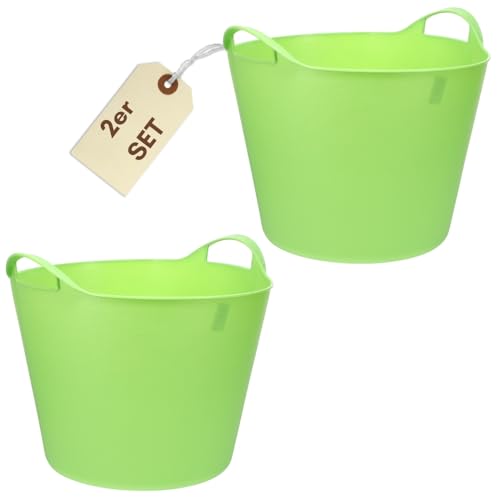 2X Flexibler Eimer 42 L Wäschewanne Mehrzweckkorb Wäschekorb flexibel rund Gartenkorb Flexible Wanne Plastikkorb mit Henkel Futtertrog Pferd von GarPet