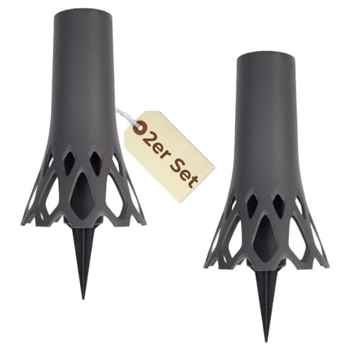 2X Grabvase mit Erdspieß Friedhofvase Grabschmuck Blumenvase Friedhof Steckvase Grab Vase zum stecken anthrazit 1 L Frostsicher von GarPet