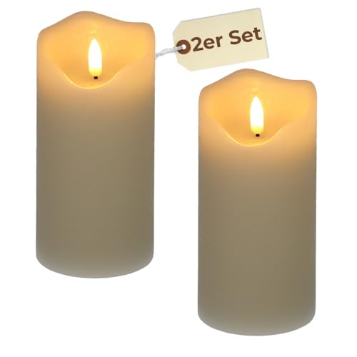 2X Led Echtwachskerzen Elektrische Kerzen flackernd Kerzen batteriebetrieben Kerzen elektrisch Led Wachskerzen mit Timer 7,5 x 15 cm von GarPet