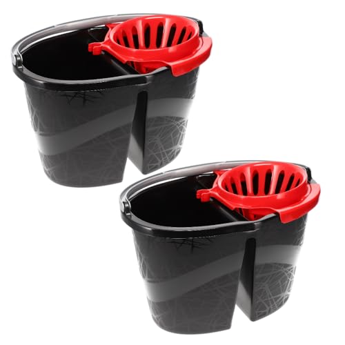 2X Wischeimer 18 L Putzeimer mit Presse Zweikammer Zweigeteilter Eimer Bodenwischer Wischeimer mit Auswringfunktion Auswringer von GarPet