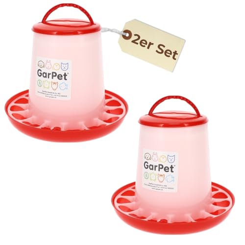 2x Futterautomat Hühner 3 Kg Futterspender Hühner Futtertrog Küken Hühnerfutter Automat Hühner Zubehör Geflügel Futternapf von GarPet