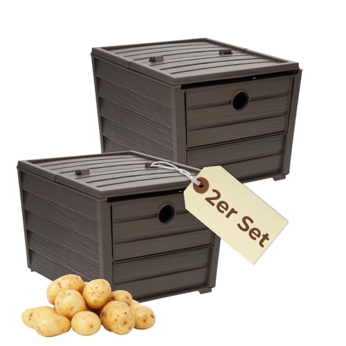 2x Kartoffelkiste Gemüsebox Kartoffel Aufbewahrungsbox Obst Gemüse Zwiebel Aufbewahrung Box Korb Behälter Obstkiste Vorratsbox von GarPet