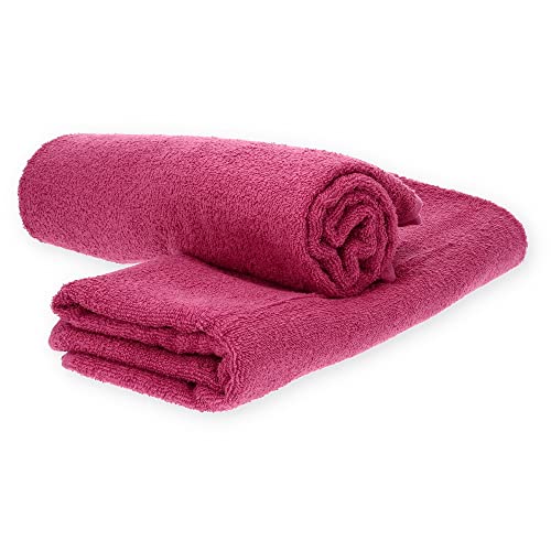 Duschtuch 2er Pack Set 70x130cm Frottee Handtuch 100% Baumwolle Frottier Badetuch Saunatuch Gästetuch (Brombeere) von GarPet