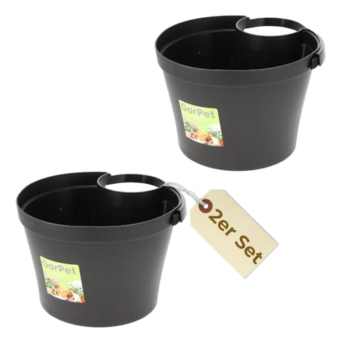 GarPet 2X Fallrohr Blumentopf Fallrohr Blumentopf für Regenrohr Regenrinne Säule Pfosten Abflussrohr Hängetopf Pflanztopf Pflanzgefäß Anthrazit 22x22x15 cm von GarPet