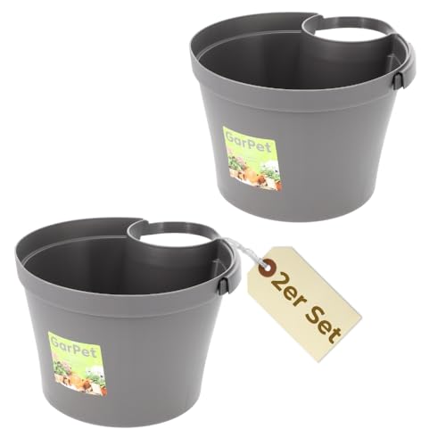 GarPet 2X Fallrohr Blumentopf Fallrohr Blumentopf für Regenrohr Regenrinne Säule Pfosten Abflussrohr Hängetopf Pflanztopf Pflanzgefäß Grau 22x22x15 cm von GarPet