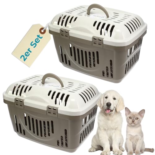 GarPet 2X Katzentransportbox Oben Öffnen Open Top Stressfrei Dachöffnung Hundetransportbox Hunde Katzen Kleintier Transport Box Transportbox von GarPet