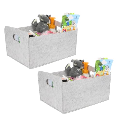 GarPet 2x Aufbewahrungsbox faltbar Filz Stoff Aufbewahrungskorb faltbar Schrank Organizer Filzkorb Aufbewahrung faltbare Stoffbox klein 25x31x15 hellgrau Sparpaket von GarPet