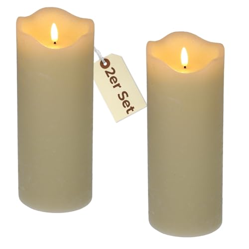 GarPet 2x Echtwachskerzen mit beweglicher Flamme und Timer Led Echtwachskerzen flackernde Flamme flammenlose Kerze Creme Weiß 10 x 20 cm GarPet 2x Echtwachskerzen mit beweglicher Flamme und Timer Led Echtwachskerzen flackernde Flamme flammenlose Kerze Creme Weiß 10 x 20 cm von GarPet
