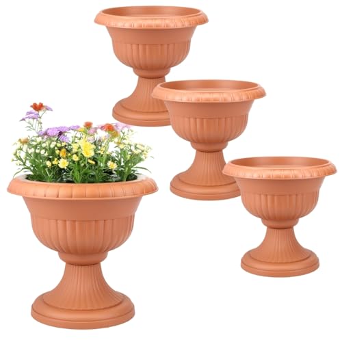 GarPet 4X Blumentopf mit Ständer Blumensäule Standfuß Pflanztopf Grabvase Friedhofsvase Blumentopf mit Füßen Blumentopf Ständer Terrakotta 30 cm von GarPet
