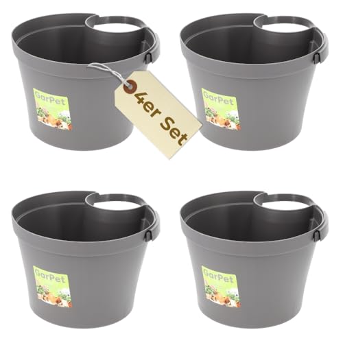 GarPet 4X Fallrohr Blumentopf Fallrohr Blumentopf für Regenrohr Regenrinne Säule Pfosten Abflussrohr Hängetopf Pflanztopf Pflanzgefäß Grau 22x22x15 cm von GarPet