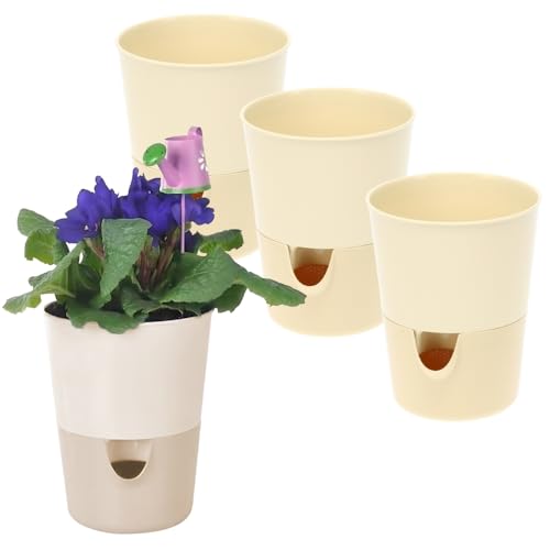 GarPet 4X Kräutertopf Selbstbewässernd Selbstbewässerungstopf Kräutertopf Küche Basilikum Topf Blumentopf mit Bewässerungssystem Fensterbank Elfenbein 11 cm GarPet 4X Kräutertopf Selbstbewässernd Selbstbewässerungstopf Kräutertopf Küche Basilikum Topf Blumentopf mit Bewässerungssystem Fensterbank Elfenbein 11 cm von GarPet