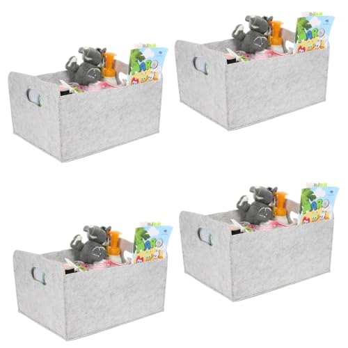 GarPet 4x Aufbewahrungsbox faltbar Stoff Aufbewahrungskorb faltbar Schrank Organizer Filzkorb Aufbewahrung faltbare Stoffbox klein 25x31x15 hellgrau Sparpaket von GarPet