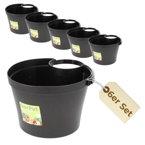 GarPet 6X Fallrohr Blumentopf Fallrohr Blumentopf für Regenrohr Regenrinne Säule Pfosten Abflussrohr Hängetopf Pflanztopf Pflanzgefäß Anthrazit 22x22x15 cm von GarPet