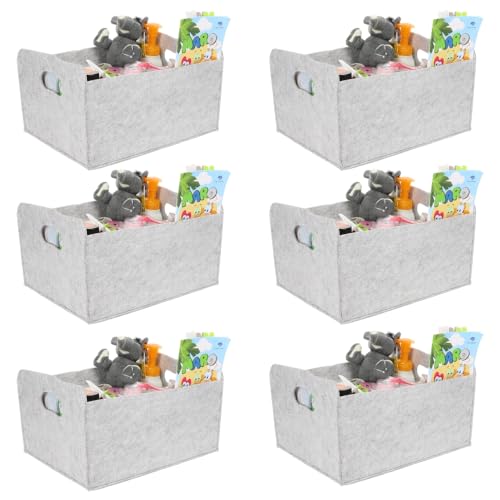 GarPet 6x Aufbewahrungsbox faltbar Stoff Aufbewahrungskorb faltbar Schrank Organizer Filzkorb Aufbewahrung faltbare Stoffbox klein 25x31x15 hellgrau Sparpaket von GarPet