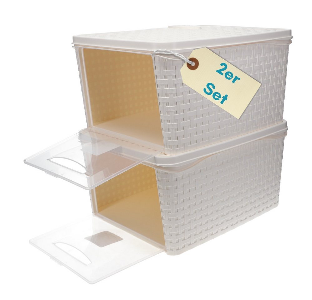GarPet Aufbewahrungsbox 2er Set Aufbewahrungsbox mit Deckel Weiß Frontöffnung Aufbewahrung, Frontöffnung GarPet Aufbewahrungsbox 2er Set Aufbewahrungsbox mit Deckel Weiß Frontöffnung Aufbewahrung, Frontöffnung von GarPet
