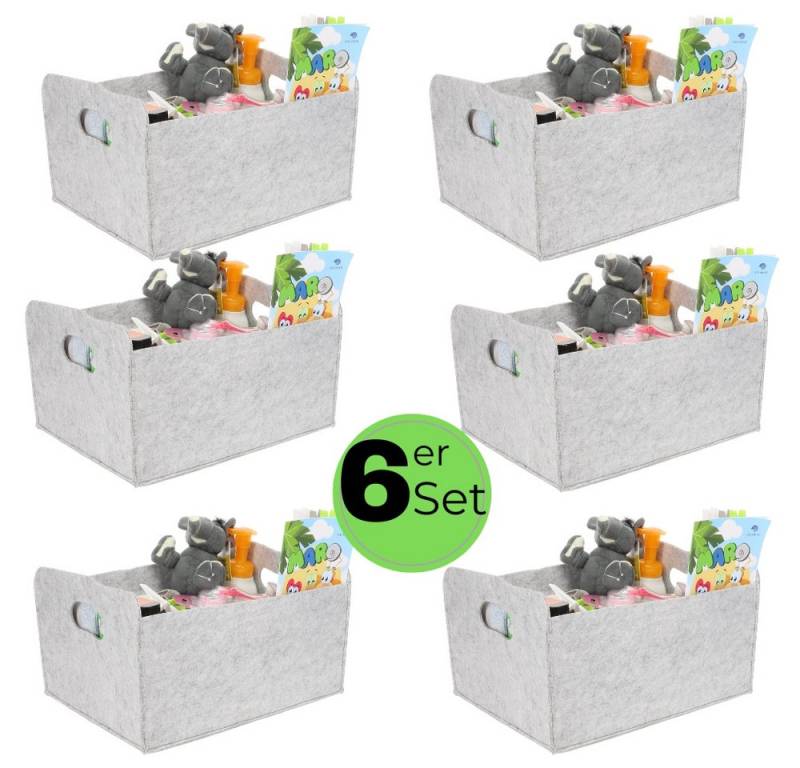 GarPet Aufbewahrungsbox 6x Aufbewahrungsbox faltbar Stoff Box Aufbewahrungskorb Filzkorb von GarPet