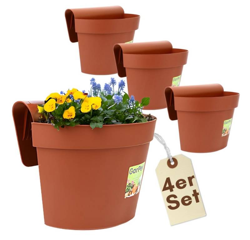 GarPet Balkonkasten 4er Set Geländertopf Balkon Wasserspeicher Blumentopf Terracotta GarPet Balkonkasten 4er Set Geländertopf Balkon Wasserspeicher Blumentopf Terracotta von GarPet