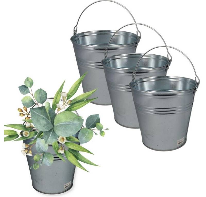 GarPet Baueimer Zinkeimer Blecheimer verzinkt Wassereimer Metall Deko Asche Eimer, (3-tlg) von GarPet