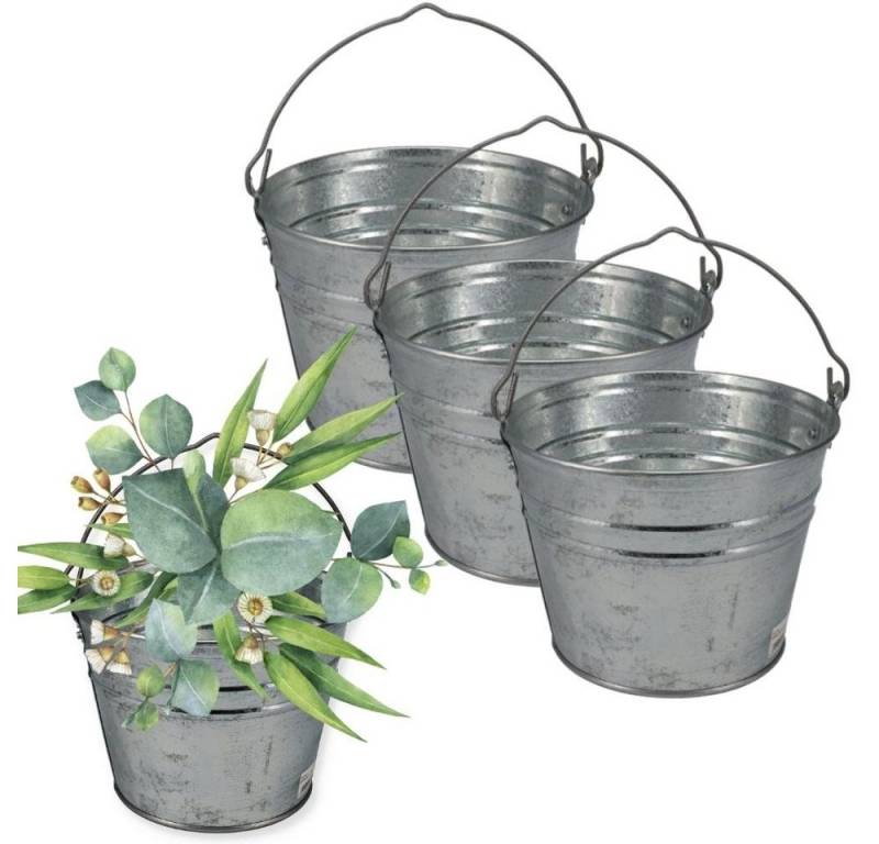 GarPet Baueimer Zinkeimer Blecheimer verzinkt Wassereimer Metall Deko Asche Eimer, (3-tlg) von GarPet