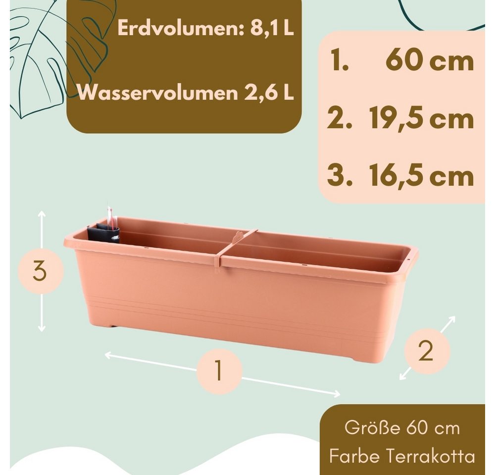 GarPet Blumenkasten Blumenkasten Fensterbank Balkon Kasten Wasserspeicher Halter 50 60 80 GarPet Blumenkasten Blumenkasten Fensterbank Balkon Kasten Wasserspeicher Halter 50 60 80 von GarPet
