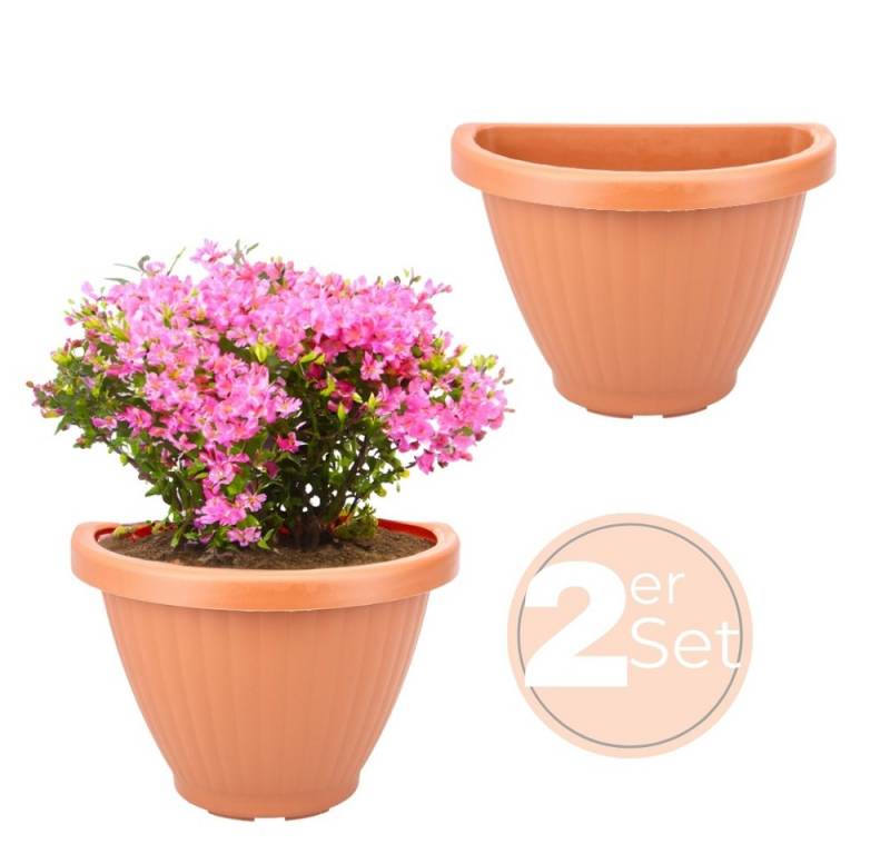 GarPet Blumentopf 2x Blumentopf Wand Blumen Topf Vase Pflanzen Halterung 30 Terrakotta von GarPet