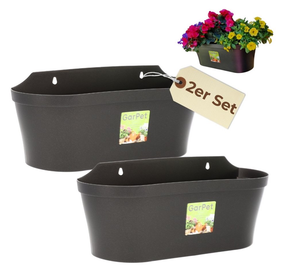 GarPet Blumentopf 2x Wand Blumentopf Topf Pflanz Gefäß Blumen Kasten Wandampel Anthrazit GarPet Blumentopf 2x Wand Blumentopf Topf Pflanz Gefäß Blumen Kasten Wandampel Anthrazit von GarPet