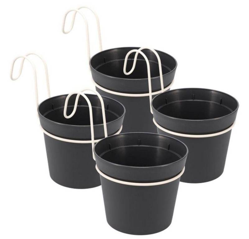 GarPet Blumentopf 4 x Hängetopf Blumentopf Pflanztopf Set mit Haken Hängeblumentopf Wand von GarPet