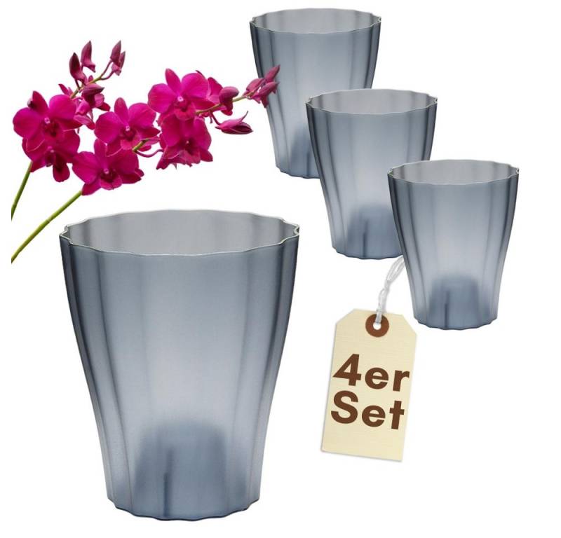 GarPet Blumentopf 4er Set Orchideentopf Rauchfarbig Orchideen Übertopf Kunststoff 13 cm GarPet Blumentopf 4er Set Orchideentopf Rauchfarbig Orchideen Übertopf Kunststoff 13 cm von GarPet