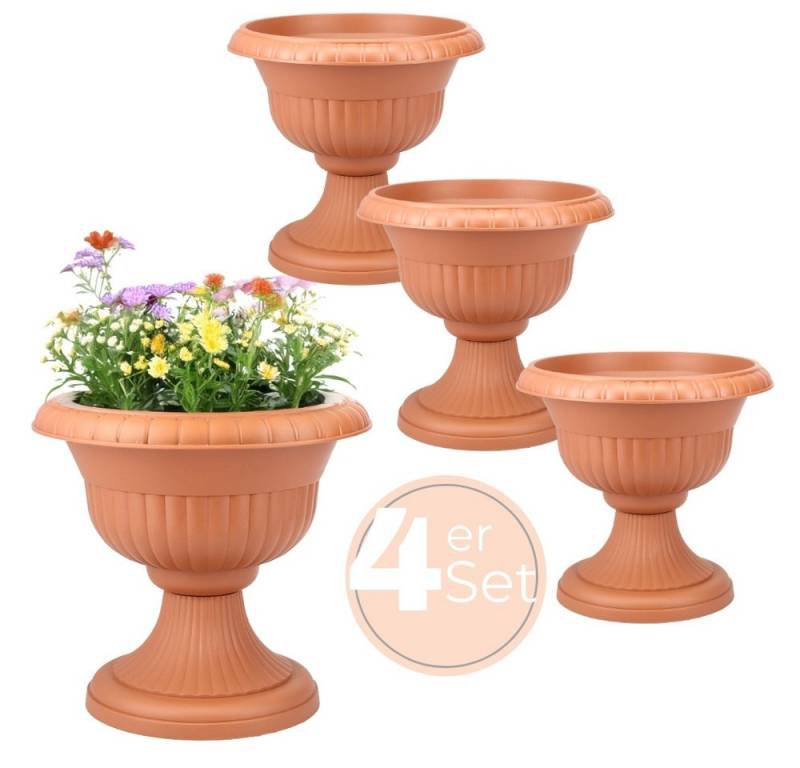 GarPet Blumentopf 4x Blumentopf mit Ständer Blumen Säule Topf Grabvase Terrakotta 30 cm von GarPet