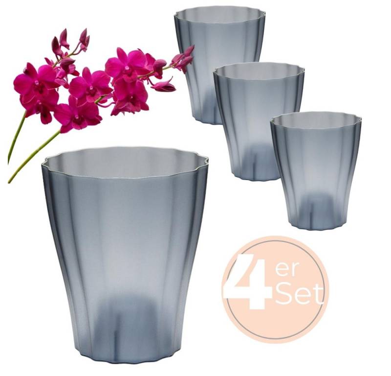 GarPet Blumentopf 4x Orchideentopf Transparent Orchideen Über Topf Innen 16 rauchfarbig von GarPet