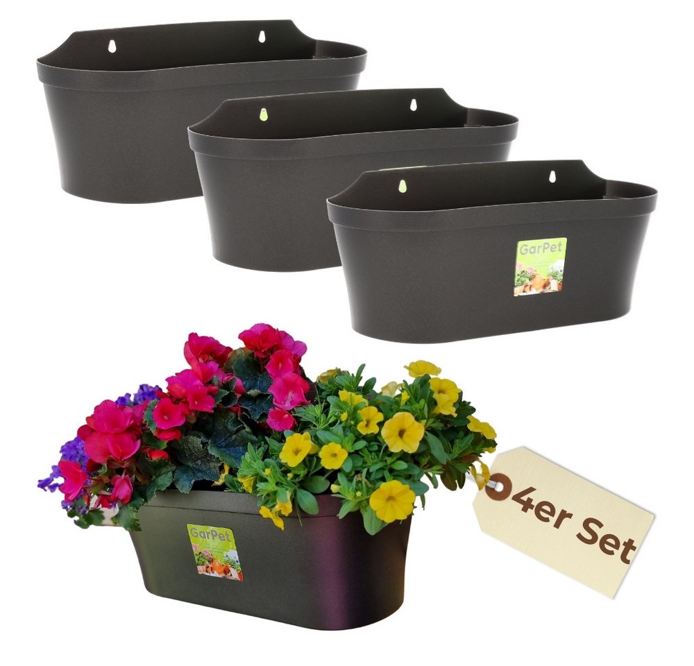 GarPet Blumentopf 4x Wand Blumentopf Topf Pflanz Gefäß Blumen Kasten Wandampel Anthrazit GarPet Blumentopf 4x Wand Blumentopf Topf Pflanz Gefäß Blumen Kasten Wandampel Anthrazit von GarPet