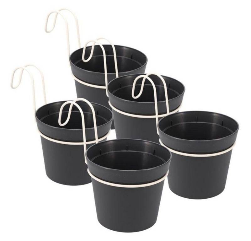 GarPet Blumentopf 5 x Hängetopf Blumentopf Pflanztopf Set mit Haken Hängeblumentopf Wand von GarPet