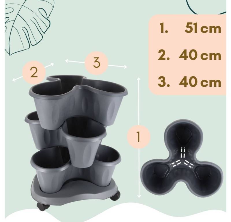 GarPet Blumentopf Pflanzturm Erdbeerturm Pflanzkübel Rollen Vertikaler Garten Säulentopf von GarPet