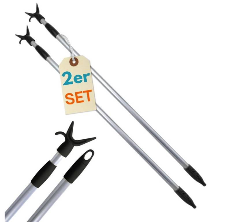 GarPet Garderobenstange 2er Set Teleskopstange mit Haken Aufhängehilfe Schrankstange von GarPet