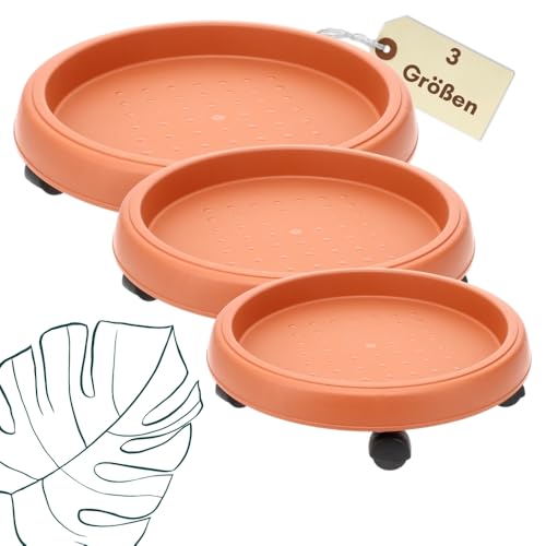 GarPet Gefäßroller Pflanzenroller rund Rollbrett Pflanzen Blumentopf Untersetzer mit Rollen Blumenroller Pflanzenrolle Rolluntersetzer 25 30 35 cm (35 cm) von GarPet