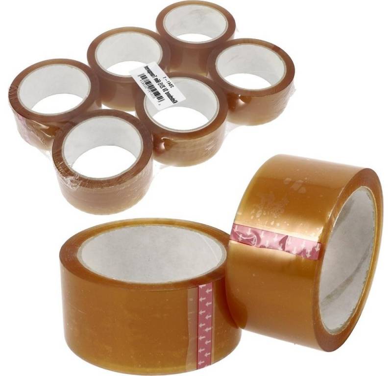 GarPet Klebeband Klebeband 66 M Pack Paket Band Klebeband Transparent Braun 6 - 36 (6-St) von GarPet