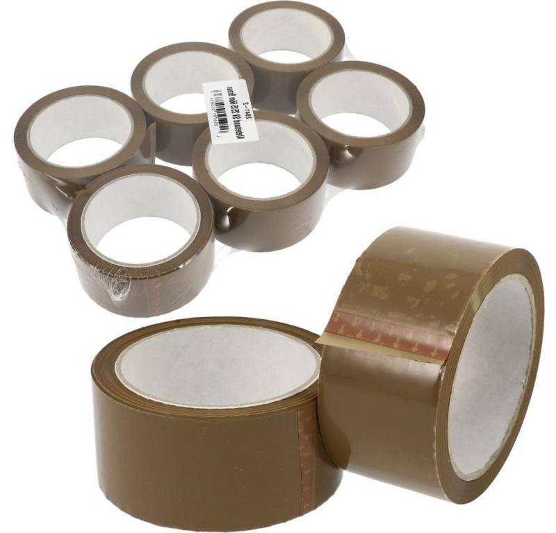 GarPet Klebeband Klebeband 66 M Pack Paket Band Klebeband Transparent Braun 6 - 36 (6-St) von GarPet