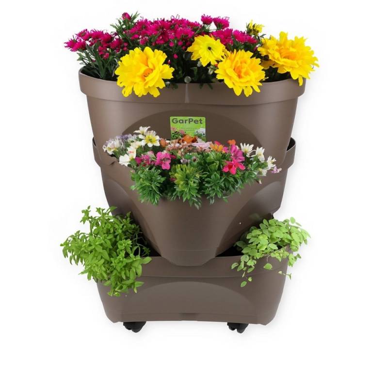 GarPet Kräuterspirale Pflanzsäule mit Rollen Blumentopf Hoch Kräutertopf Erdbeertopf Balkon von GarPet