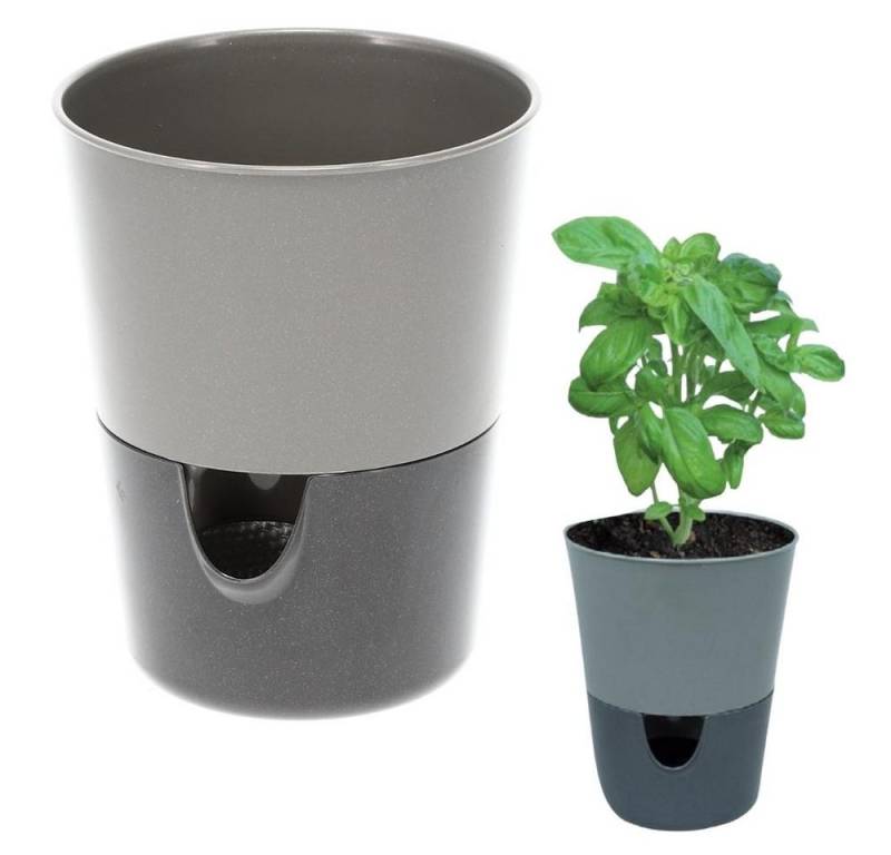 GarPet Kräutertopf Kräutertopf Küche Balkon Fensterbank Kräuter hell + dunkel anthrazit von GarPet