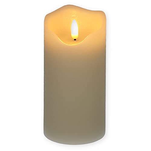 GarPet LED Echtwachskerze mit Timer Echtwachs Kerze Creme Weiß Batterie Flackereffekt beweglicher Flamme flammenlose Kerze batteriebetrieben 7,5 x 15 cm von GarPet