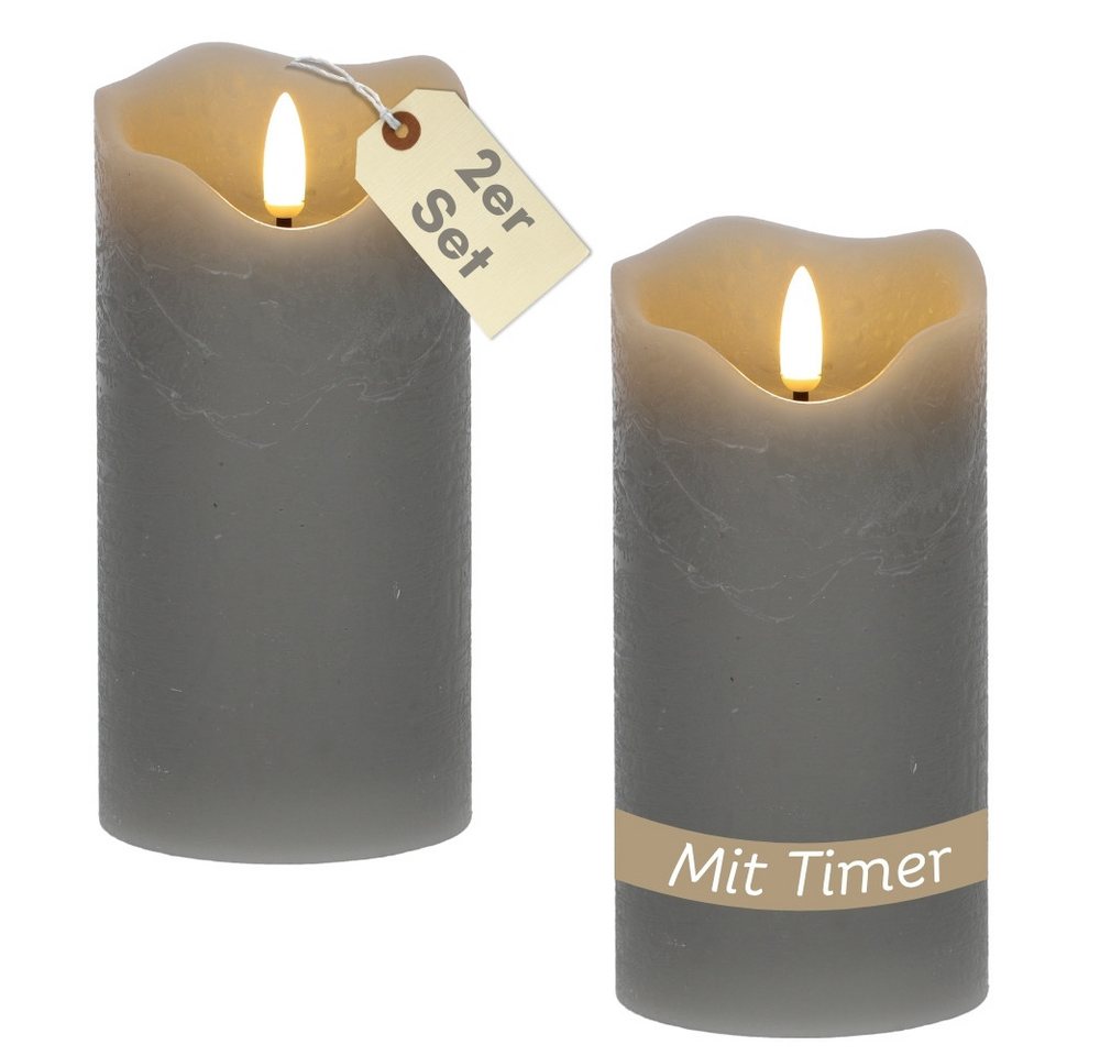 GarPet LED-Kerze 2er Set LED Echtwachskerzen Timer Led Kerzen flackernde Flamme Grau GarPet LED-Kerze 2er Set LED Echtwachskerzen Timer Led Kerzen flackernde Flamme Grau von GarPet