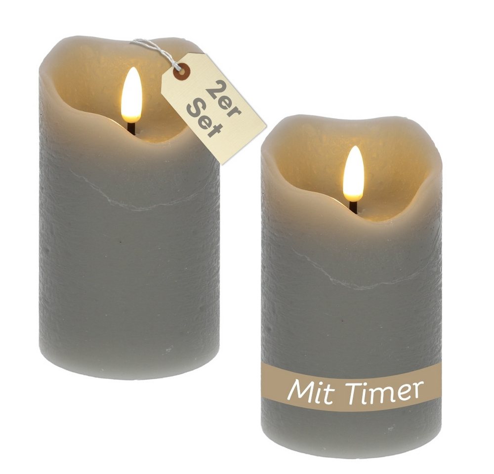 GarPet LED-Kerze 2er Set LED Echtwachskerzen mit Timer Led Kerzen Stumpenkerzen Grau GarPet LED-Kerze 2er Set LED Echtwachskerzen mit Timer Led Kerzen Stumpenkerzen Grau von GarPet