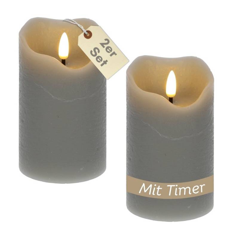 GarPet LED-Kerze 2er Set LED Echtwachskerzen mit Timer Led Kerzen Stumpenkerzen Grau GarPet LED-Kerze 2er Set LED Echtwachskerzen mit Timer Led Kerzen Stumpenkerzen Grau von GarPet