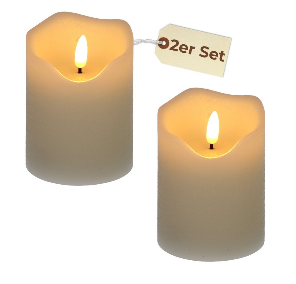 GarPet LED-Kerze 2x LED Echtwachs Kerze mit Timer flackernde Flamme 7,5 x 10cm von GarPet